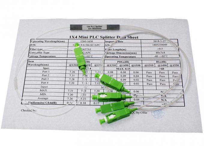 Bộ chia quang Splitter 1*4 PLC, Mini, 0.9 SC/APC, SC/UPC 1,5m-2m